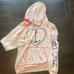 Ocean Drive I ❤️ Santa Cruz Woman’s Hoodie Size Small Pink/off white